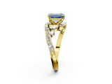 Yellow gold Fancy Blue Emerald  Solitaire with Pavé Twist Band and Four-Prong Setting_78