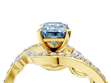 Yellow gold Fancy Blue Emerald  Solitaire with Pavé Twist Band and Four-Prong Setting_80
