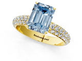 Yellow gold Fancy Blue Emerald  Solitaire with Pave Band and Four-Prong Setting_4