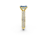 Yellow gold Fancy Blue Emerald  Solitaire with Pave Band and Four-Prong Setting_5