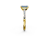 Yellow gold Fancy Blue Emerald  Solitaire with Side Baguettes and Channel Set Band_88