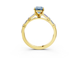 Yellow gold Fancy Blue Emerald  Solitaire with Side Baguettes and Channel Set Band_89