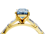 Yellow gold Fancy Blue Emerald  Solitaire with Side Baguettes and Channel Set Band_90