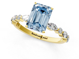 Yellow gold Fancy Blue Emerald  Solitaire with Side Stones on a Pavé Band and Four-Prong Setting_24