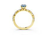 Yellow gold Fancy Blue Emerald  Solitaire with Side Stones on a Pavé Band and Four-Prong Setting_26