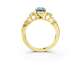 Yellow gold Fancy Blue Emerald  Three-Stone Diamond Ring with Pavé Split Shank and Four-Prong Setting_66