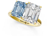 Yellow gold Fancy Blue Emerald  and Emerald Cut Toi Moi Ring with Prong Setting_46