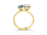 Yellow gold Fancy Blue Emerald  and Emerald Cut Toi Moi Ring with Prong Setting_48
