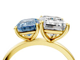 Yellow gold Fancy Blue Emerald  and Emerald Cut Toi Moi Ring with Prong Setting_49