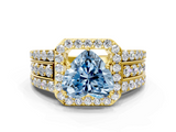 Yellow gold Fancy Blue Heart -Cut Halo Diamond Ring with Split Shank and Four-Prong Setting_87