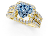 Yellow gold Fancy Blue Heart -Cut Halo Diamond Ring with Split Shank and Four-Prong Setting_88