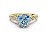 Yellow gold Fancy Blue Heart  Brilliant Cut Diamond Engagement Ring with Pavé Band and Four-Prong Setting_49