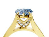 Yellow gold Fancy Blue Heart  Brilliant Cut Diamond Engagement Ring with Pavé Band and Four-Prong Setting_53