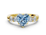 Yellow gold Fancy Blue Heart  Brilliant Cut Diamond Five-Stone Prong Set Engagement Ring with Channel Band_3