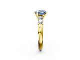 Yellow gold Fancy Blue Heart  Brilliant Cut Diamond Five-Stone Prong Set Engagement Ring with Channel Band_5