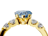 Yellow gold Fancy Blue Heart  Brilliant Cut Diamond Five-Stone Prong Set Engagement Ring with Channel Band_7