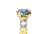Yellow gold Fancy Blue Heart  Brilliant Cut Diamond Five-Stone Prong Set Engagement Ring with Channel Band_8