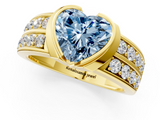 Yellow gold Fancy Blue Heart  Brilliant Diamond Channel Set Wide Band Ring with Bezel Setting_20