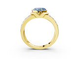 Yellow gold Fancy Blue Heart  Brilliant Diamond Channel Set Wide Band Ring with Bezel Setting_22