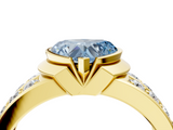 Yellow gold Fancy Blue Heart  Brilliant Diamond Channel Set Wide Band Ring with Bezel Setting_23