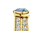 Yellow gold Fancy Blue Heart  Brilliant Diamond Channel Set Wide Band Ring with Bezel Setting_24