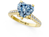 Yellow gold Fancy Blue Heart  Brilliant Diamond Solitaire with Pavé Band and Four-Prong Setting 1