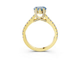 Yellow gold Fancy Blue Heart  Brilliant Diamond Solitaire with Pavé Band and Four-Prong Setting 3