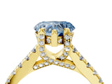Yellow gold Fancy Blue Heart  Brilliant Diamond Solitaire with Pavé Band and Four-Prong Setting 4
