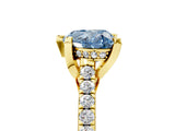 Yellow gold Fancy Blue Heart  Brilliant Diamond Solitaire with Pavé Band and Four-Prong Setting 5