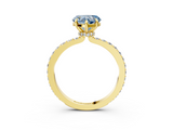 Yellow gold Fancy Blue Heart  Brilliant Pavé Band Solitaire with Four-Prong Setting_44