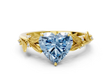 Yellow gold Fancy Blue Heart  Brilliant Solitaire with Leaf Motif Band and Four-Prong Setting_62