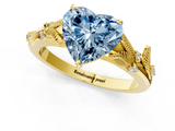 Yellow gold Fancy Blue Heart  Brilliant Solitaire with Leaf Motif Band and Four-Prong Setting_63