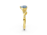 Yellow gold Fancy Blue Heart  Brilliant Solitaire with Leaf Motif Band and Four-Prong Setting_64