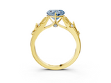Yellow gold Fancy Blue Heart  Brilliant Solitaire with Leaf Motif Band and Four-Prong Setting_65