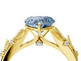 Yellow gold Fancy Blue Heart  Brilliant Solitaire with Leaf Motif Band and Four-Prong Setting_66