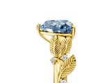 Yellow gold Fancy Blue Heart  Brilliant Solitaire with Leaf Motif Band and Four-Prong Setting_67