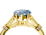 Yellow gold Fancy Blue Heart  Brilliant Solitaire with Pave Band and Four-Prong Setting_24