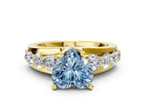Yellow gold Fancy Blue Heart  Brilliant Solitaire with Side Stones on a Pave Band and Four-Prong Setting_24