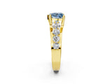 Yellow gold Fancy Blue Heart  Brilliant Solitaire with Side Stones on a Pave Band and Four-Prong Setting_26
