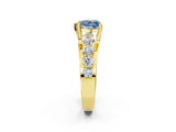 Yellow gold Fancy Blue Heart  Brilliant Solitaire with Side Stones on a Pave Band and Four-Prong Setting_58