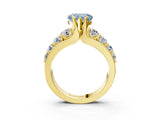Yellow gold Fancy Blue Heart  Brilliant Solitaire with Side Stones on a Pave Band and Four-Prong Setting_59