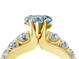 Yellow gold Fancy Blue Heart  Brilliant Solitaire with Side Stones on a Pave Band and Four-Prong Setting_60
