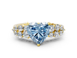 Yellow gold Fancy Blue Heart  Cluster Diamond Engagement Ring with Pavé Band and Four-Prong Setting_32