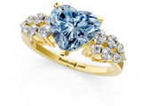 Yellow gold Fancy Blue Heart  Cluster Diamond Engagement Ring with Pavé Band and Four-Prong Setting_33