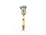 Yellow gold Fancy Blue Heart  Cluster Diamond Engagement Ring with Pavé Band and Four-Prong Setting_34