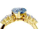 Yellow gold Fancy Blue Heart  Cluster Diamond Engagement Ring with Pavé Band and Four-Prong Setting_36