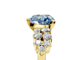 Yellow gold Fancy Blue Heart  Cluster Diamond Engagement Ring with Pavé Band and Four-Prong Setting_37