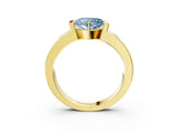 Yellow gold Fancy Blue Heart Cut Brilliant Channel-Set Diamond Ring with Bezel Prong Setting_3