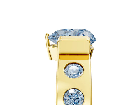 Yellow gold Fancy Blue Heart Cut Brilliant Channel-Set Diamond Ring with Bezel Prong Setting_5