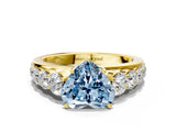 Yellow gold Fancy Blue Heart Cut Brilliant Diamond Pavé Band with Six-Prong Setting_12